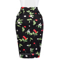 Grace Karin Occident Sexy Women Hips Wrapped Short Vintage Vestido retro Cotton Cherry Printed Skirt CL008928-4